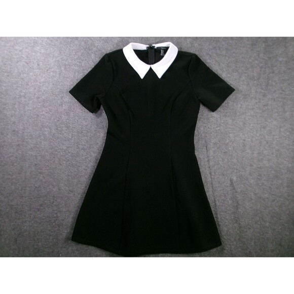 Forever 21 Dress Womens S Black Peter Pan Collar Skater Goth Witchy - Picture 1 of 10